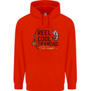 Reel Cool Grandad Funny Fishing Fisherman Mens 80% Cotton Hoodie Bright Red
