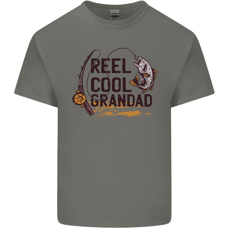 Reel Cool Grandad Funny Fishing Fisherman Mens Cotton T-Shirt Tee Top Charcoal