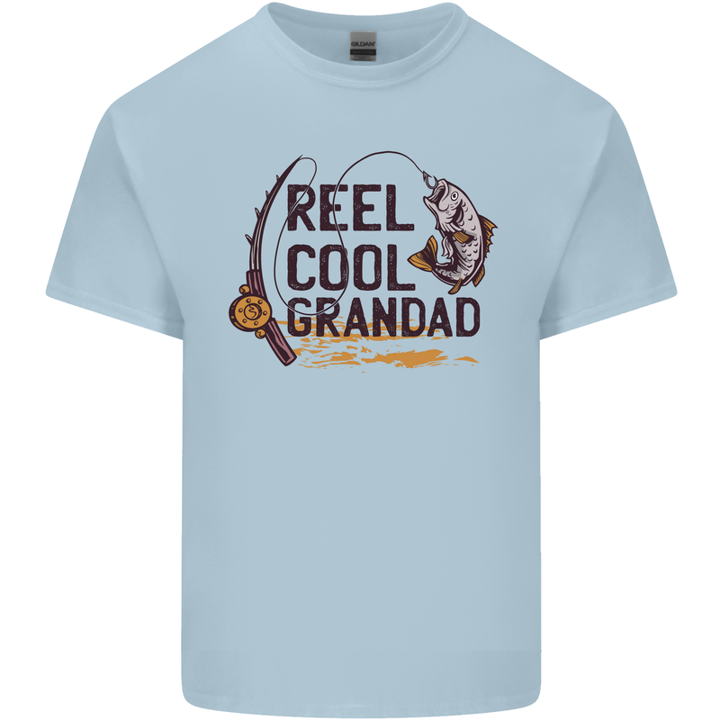 Reel Cool Grandad Funny Fishing Fisherman Mens Cotton T-Shirt Tee Top Light Blue