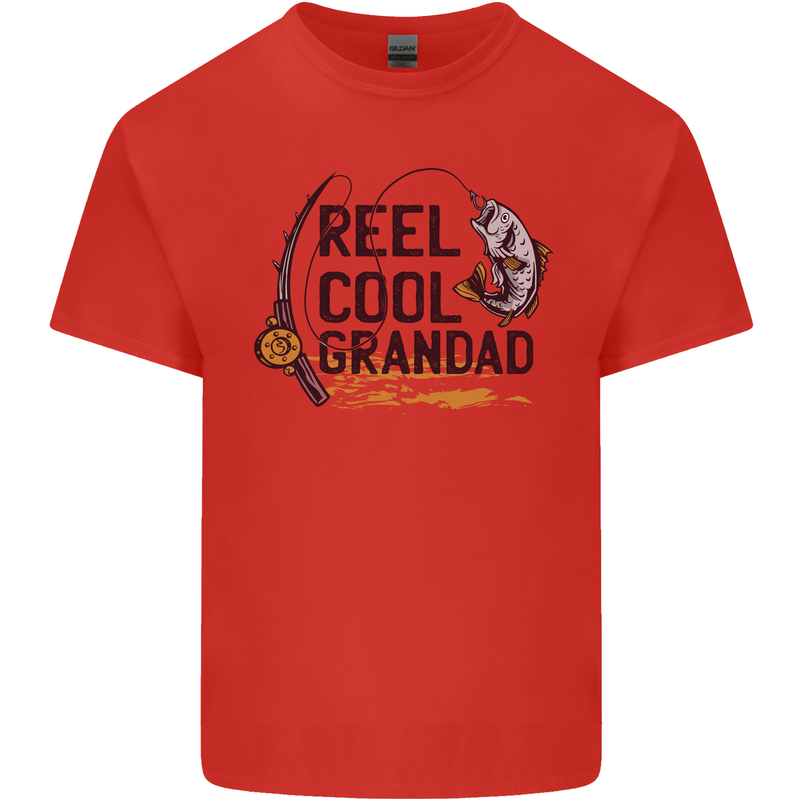 Reel Cool Grandad Funny Fishing Fisherman Mens Cotton T-Shirt Tee Top Red