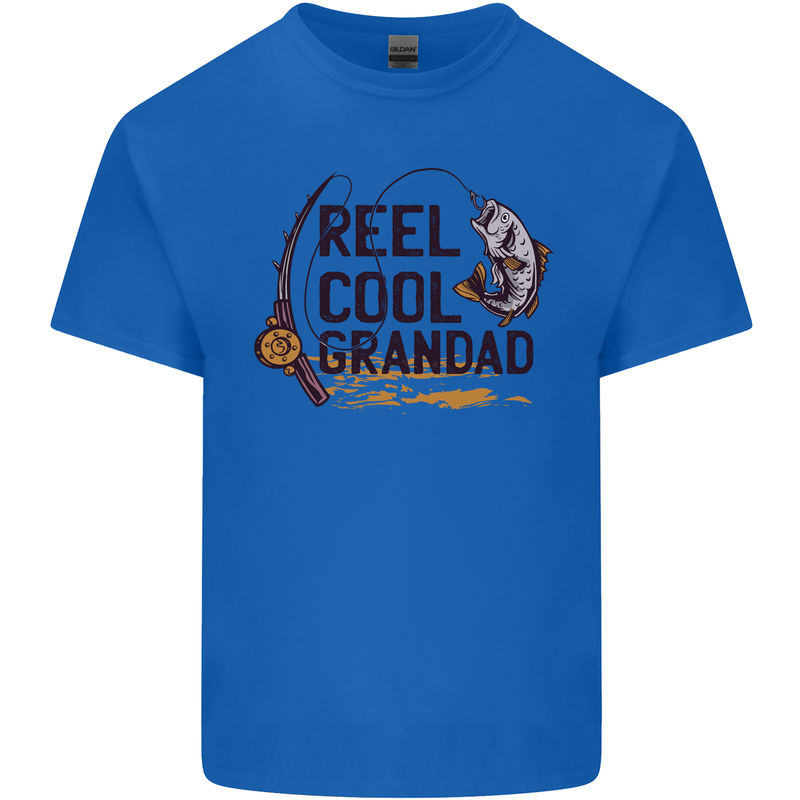 Reel Cool Grandad Funny Fishing Fisherman Mens Cotton T-Shirt Tee Top Royal Blue