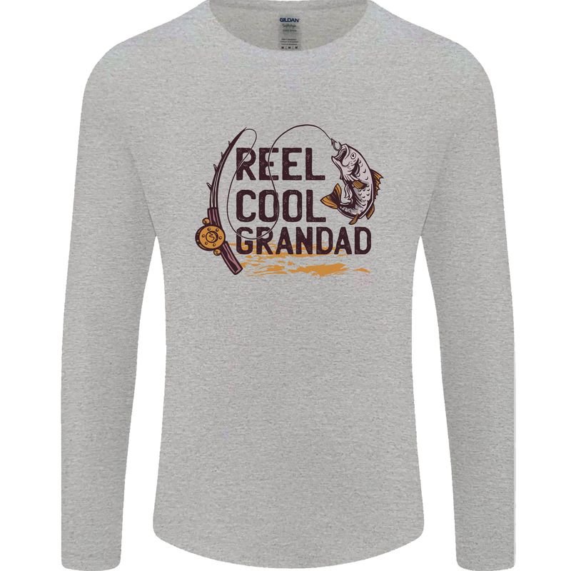 Reel Cool Grandad Funny Fishing Fisherman Mens Long Sleeve T-Shirt Sports Grey