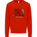 Reel Cool Grandad Funny Fishing Fisherman Mens Sweatshirt Jumper Bright Red