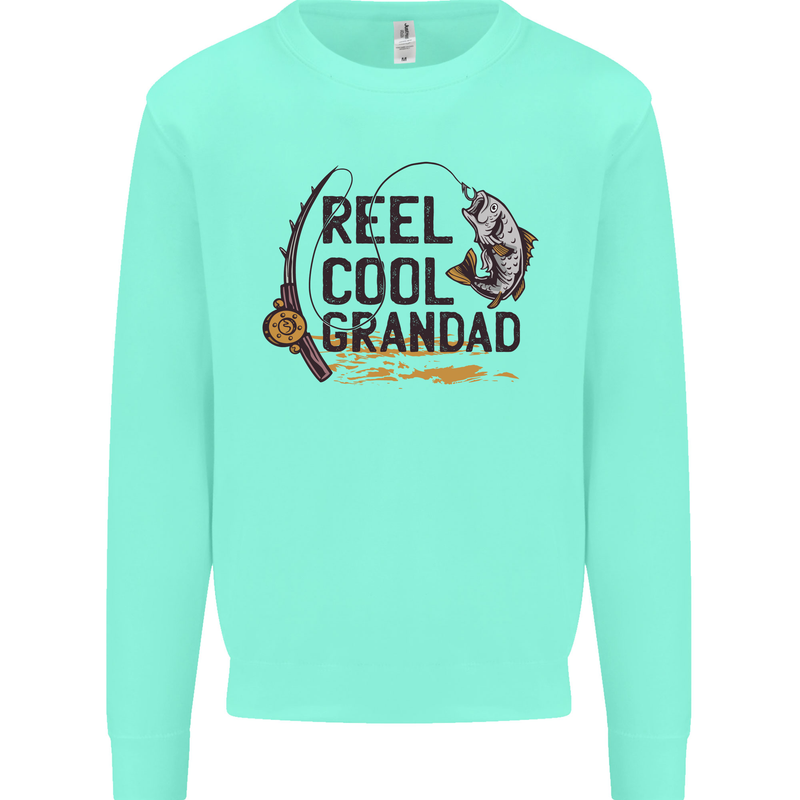 Reel Cool Grandad Funny Fishing Fisherman Mens Sweatshirt Jumper Peppermint