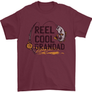 Reel Cool Grandad Funny Fishing Fisherman Mens T-Shirt Cotton Gildan Maroon