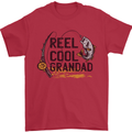 Reel Cool Grandad Funny Fishing Fisherman Mens T-Shirt Cotton Gildan Red