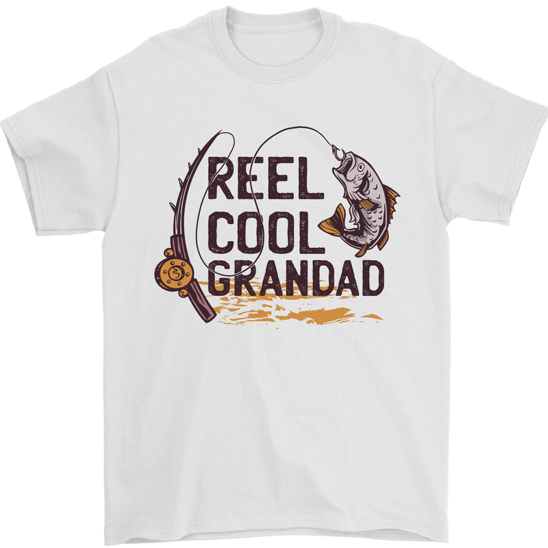 Reel Cool Grandad Funny Fishing Fisherman Mens T-Shirt Cotton Gildan White