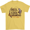 Reel Cool Grandad Funny Fishing Fisherman Mens T-Shirt Cotton Gildan Yellow