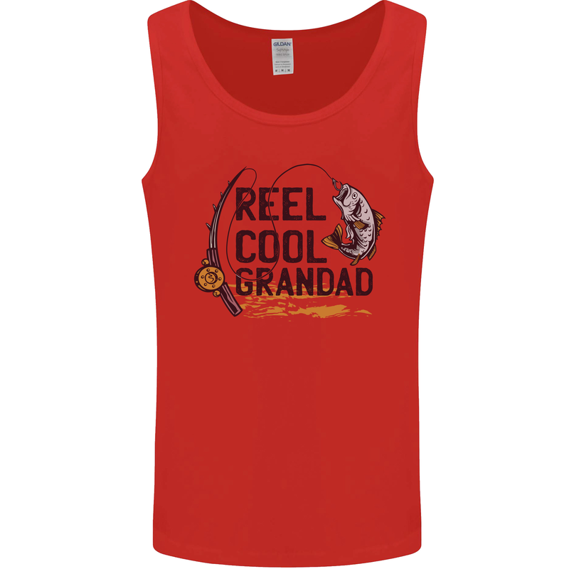 Reel Cool Grandad Funny Fishing Fisherman Mens Vest Tank Top Red