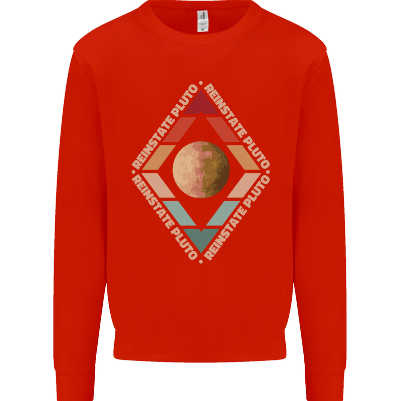 Reinstate Pluto Funny Astronomy Kids Sweatshirt Jumper Bright Red