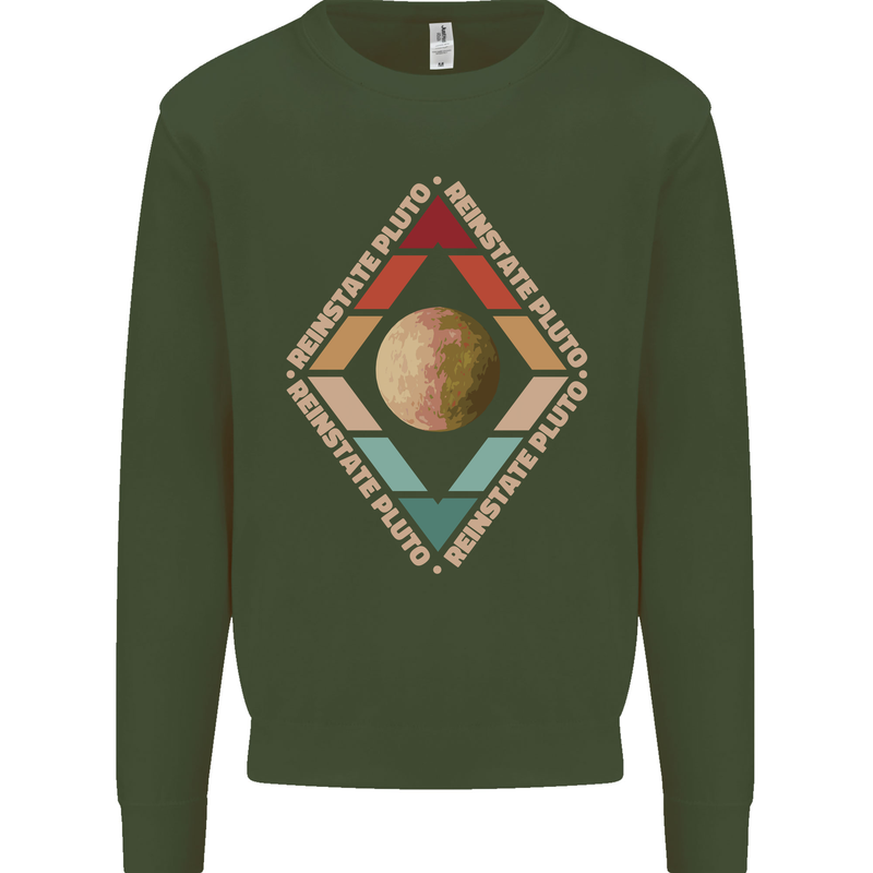 Reinstate Pluto Funny Astronomy Kids Sweatshirt Jumper Forest Green