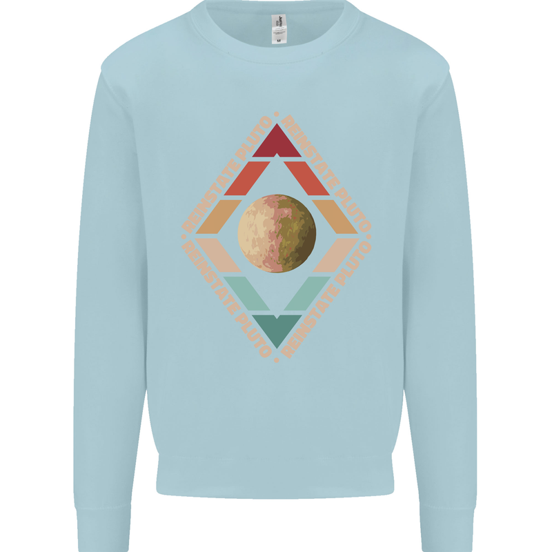 Reinstate Pluto Funny Astronomy Kids Sweatshirt Jumper Light Blue