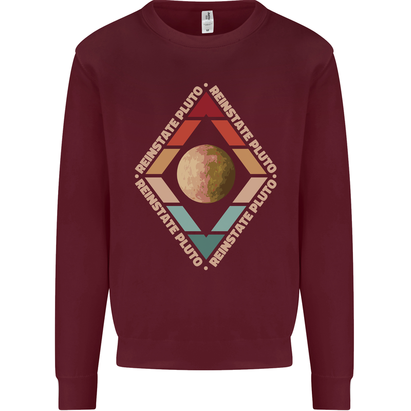 Reinstate Pluto Funny Astronomy Kids Sweatshirt Jumper Maroon