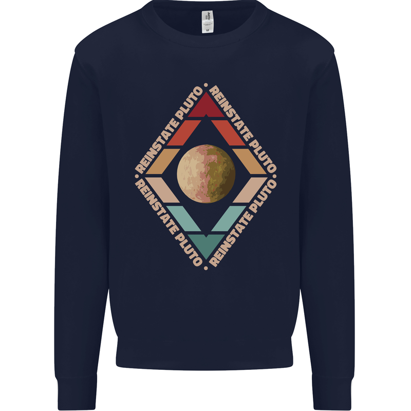 Reinstate Pluto Funny Astronomy Kids Sweatshirt Jumper Navy Blue