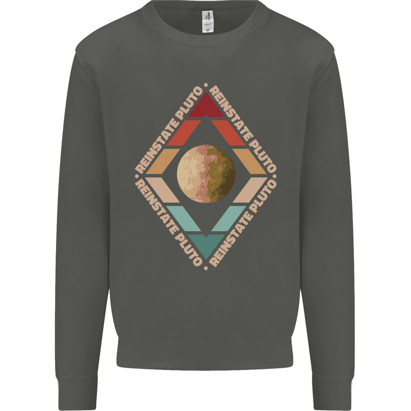 Reinstate Pluto Funny Astronomy Kids Sweatshirt Jumper Storm Grey
