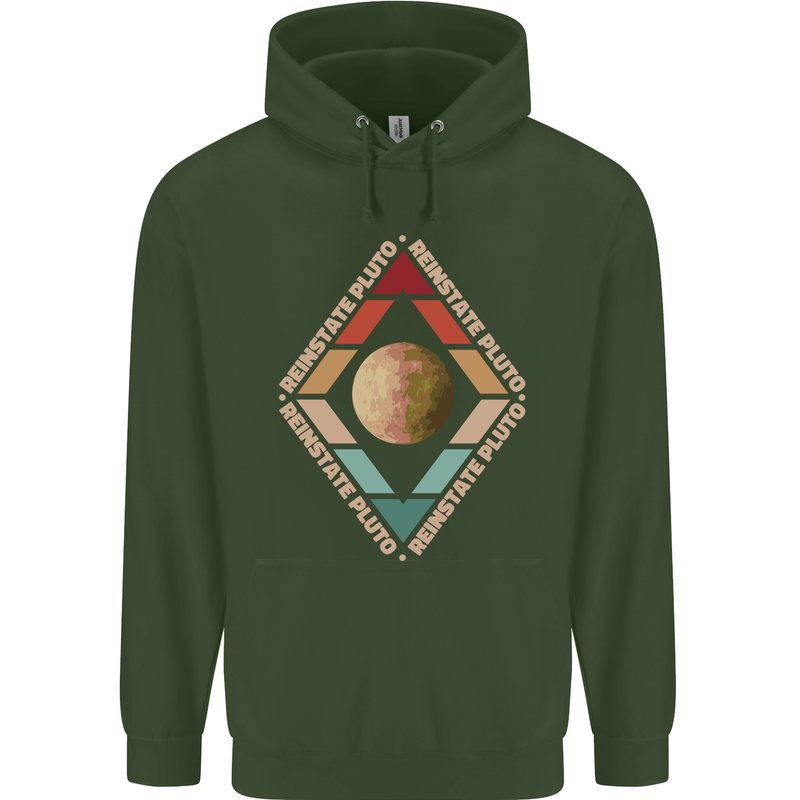 Reinstate Pluto Funny Astronomy Mens 80% Cotton Hoodie Forest Green
