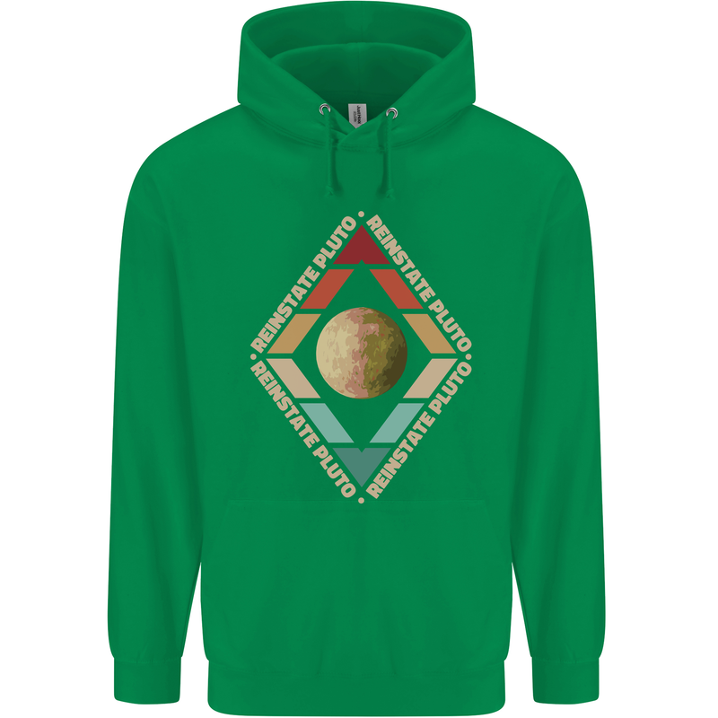 Reinstate Pluto Funny Astronomy Mens 80% Cotton Hoodie Irish Green