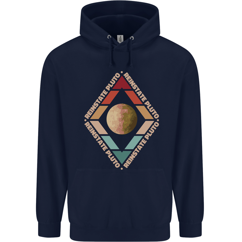 Reinstate Pluto Funny Astronomy Mens 80% Cotton Hoodie Navy Blue
