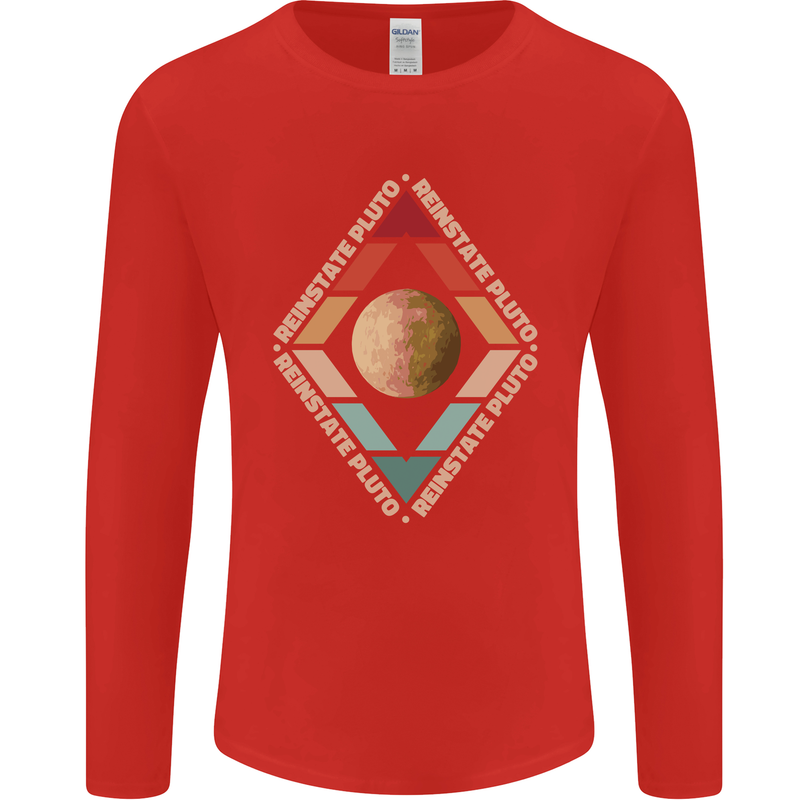 Reinstate Pluto Funny Astronomy Mens Long Sleeve T-Shirt Red