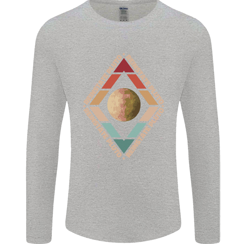 Reinstate Pluto Funny Astronomy Mens Long Sleeve T-Shirt Sports Grey