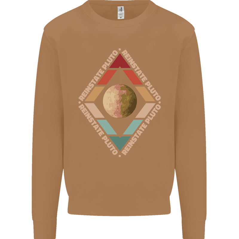 Reinstate Pluto Funny Astronomy Mens Sweatshirt Jumper Caramel Latte