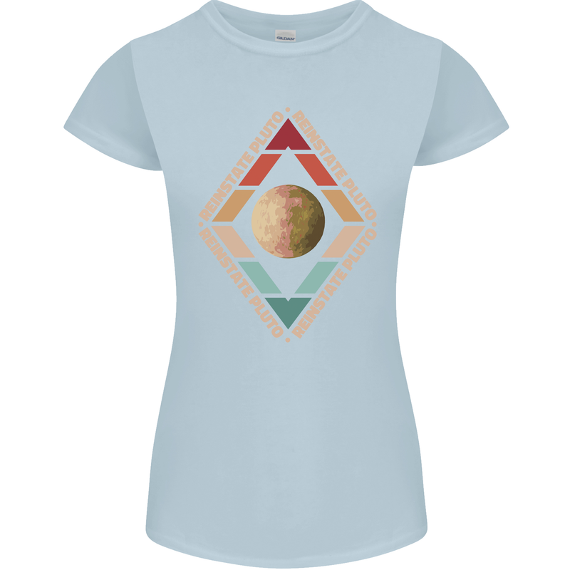Reinstate Pluto Funny Astronomy Womens Petite Cut T-Shirt Light Blue