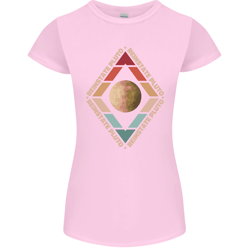 Reinstate Pluto Funny Astronomy Womens Petite Cut T-Shirt Light Pink