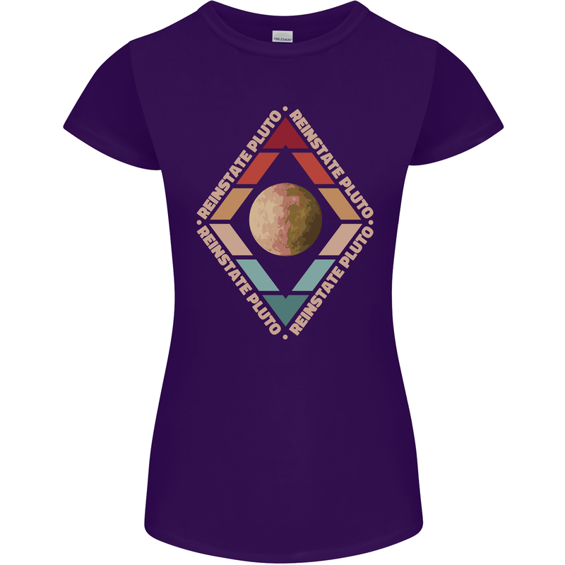 Reinstate Pluto Funny Astronomy Womens Petite Cut T-Shirt Purple
