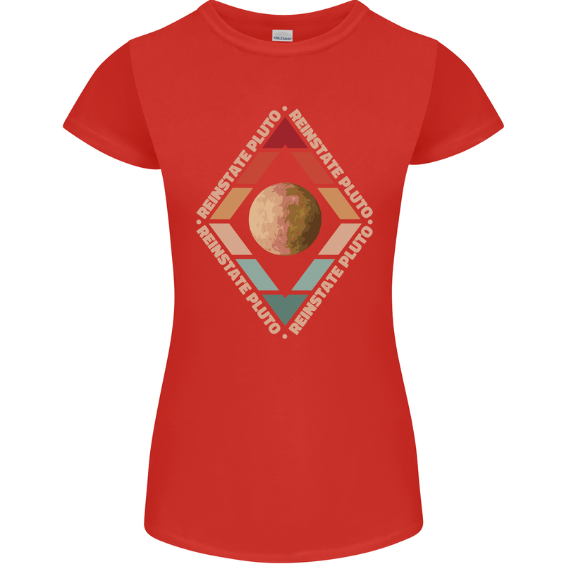 Reinstate Pluto Funny Astronomy Womens Petite Cut T-Shirt Red