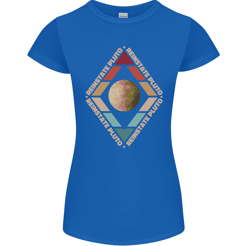 Reinstate Pluto Funny Astronomy Womens Petite Cut T-Shirt Royal Blue