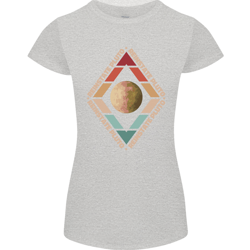 Reinstate Pluto Funny Astronomy Womens Petite Cut T-Shirt Sports Grey