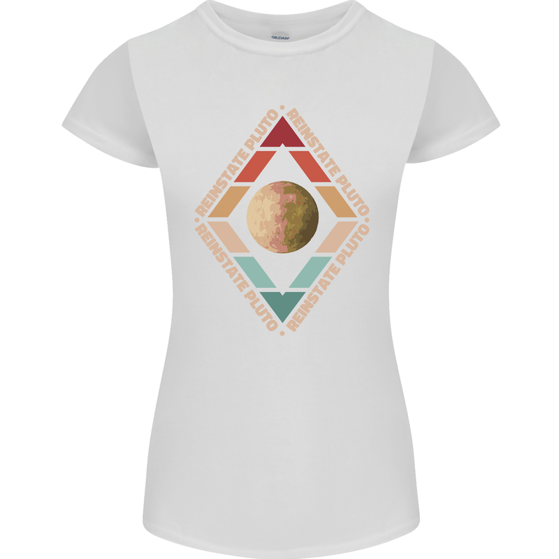 Reinstate Pluto Funny Astronomy Womens Petite Cut T-Shirt White