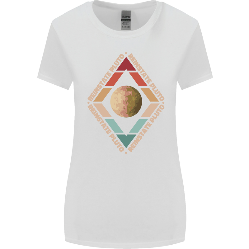 Reinstate Pluto Funny Astronomy Womens Wider Cut T-Shirt White