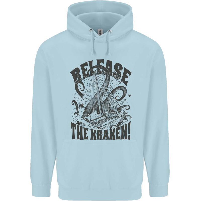 Release the Kraken Cthulhu Sea Creature Childrens Kids Hoodie Light Blue
