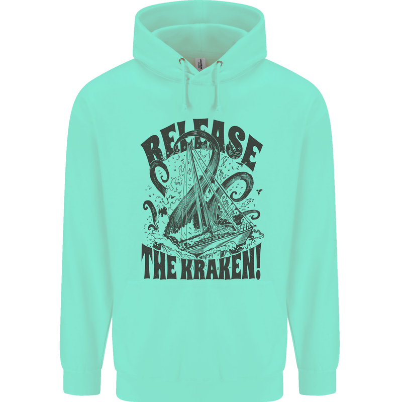 Release the Kraken Cthulhu Sea Creature Childrens Kids Hoodie Peppermint