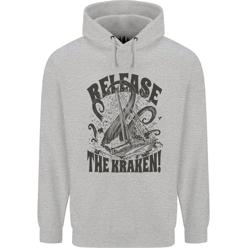 Release the Kraken Cthulhu Sea Creature Childrens Kids Hoodie Sports Grey