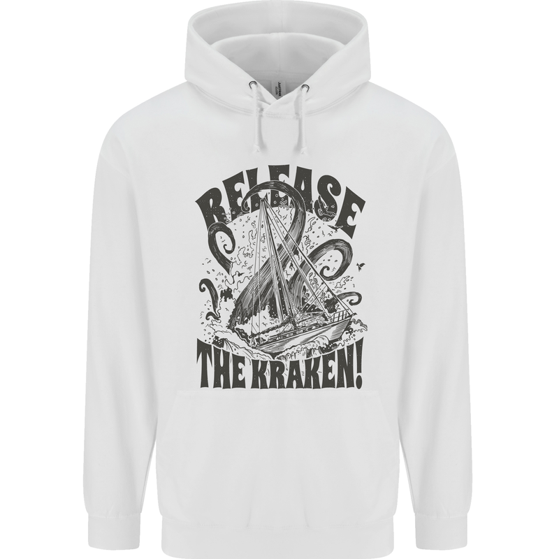 Release the Kraken Cthulhu Sea Creature Childrens Kids Hoodie White