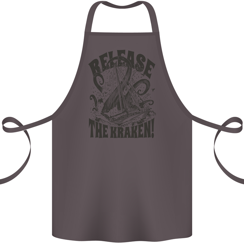 Release the Kraken Cthulhu Sea Creature Cotton Apron 100% Organic Dark Grey