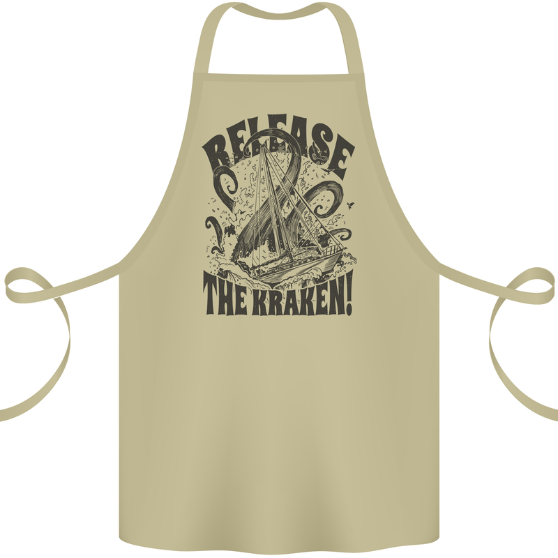 Release the Kraken Cthulhu Sea Creature Cotton Apron 100% Organic Khaki