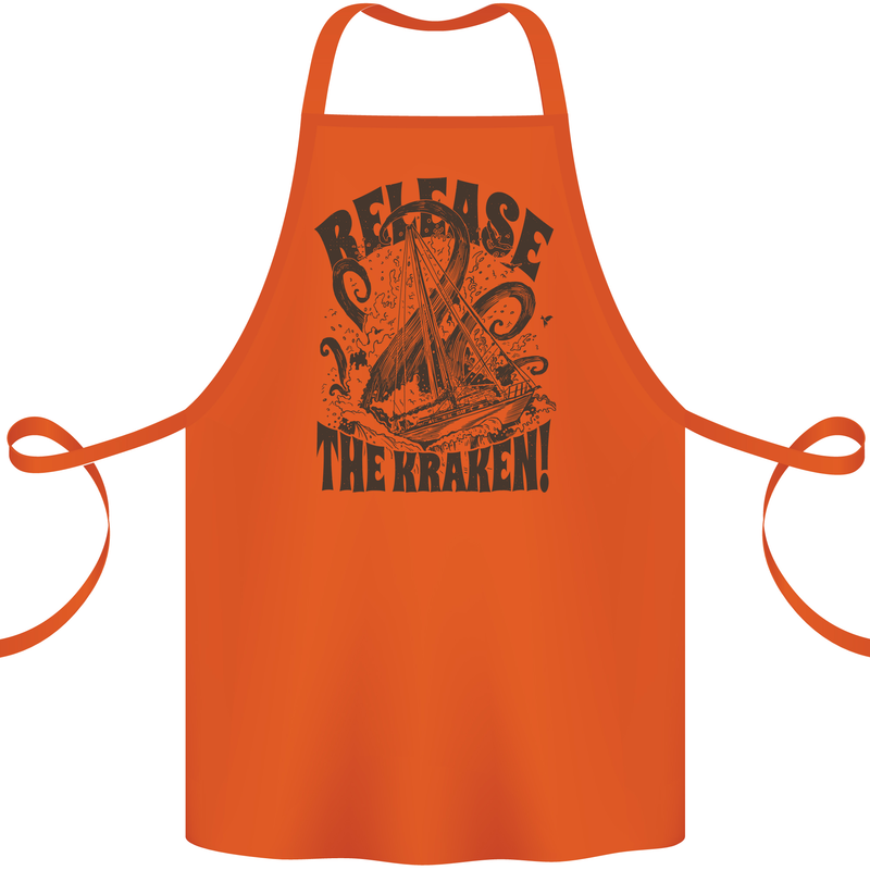 Release the Kraken Cthulhu Sea Creature Cotton Apron 100% Organic Orange