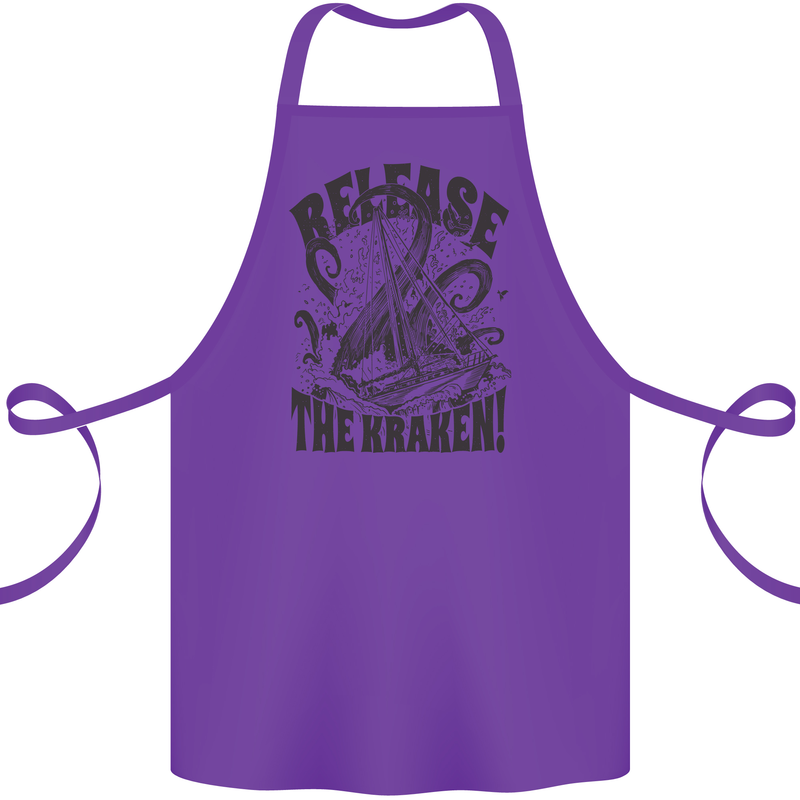 Release the Kraken Cthulhu Sea Creature Cotton Apron 100% Organic Purple