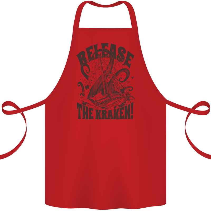 Release the Kraken Cthulhu Sea Creature Cotton Apron 100% Organic Red