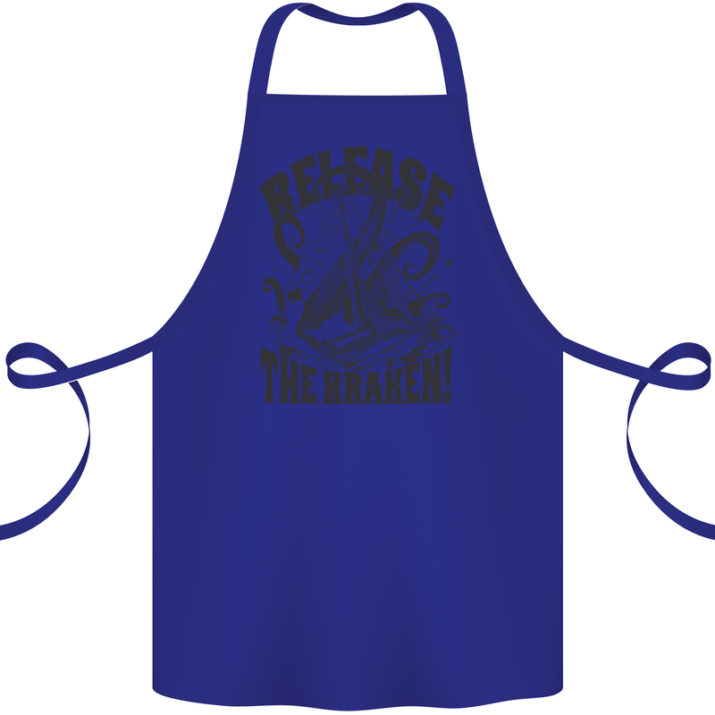 Release the Kraken Cthulhu Sea Creature Cotton Apron 100% Organic Royal Blue