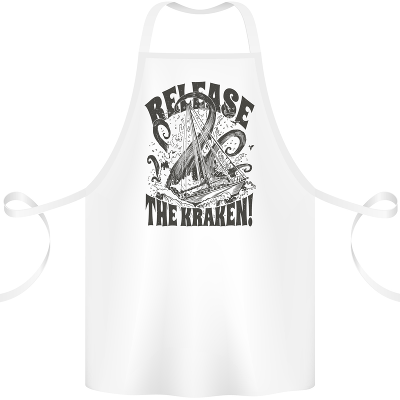 Release the Kraken Cthulhu Sea Creature Cotton Apron 100% Organic White