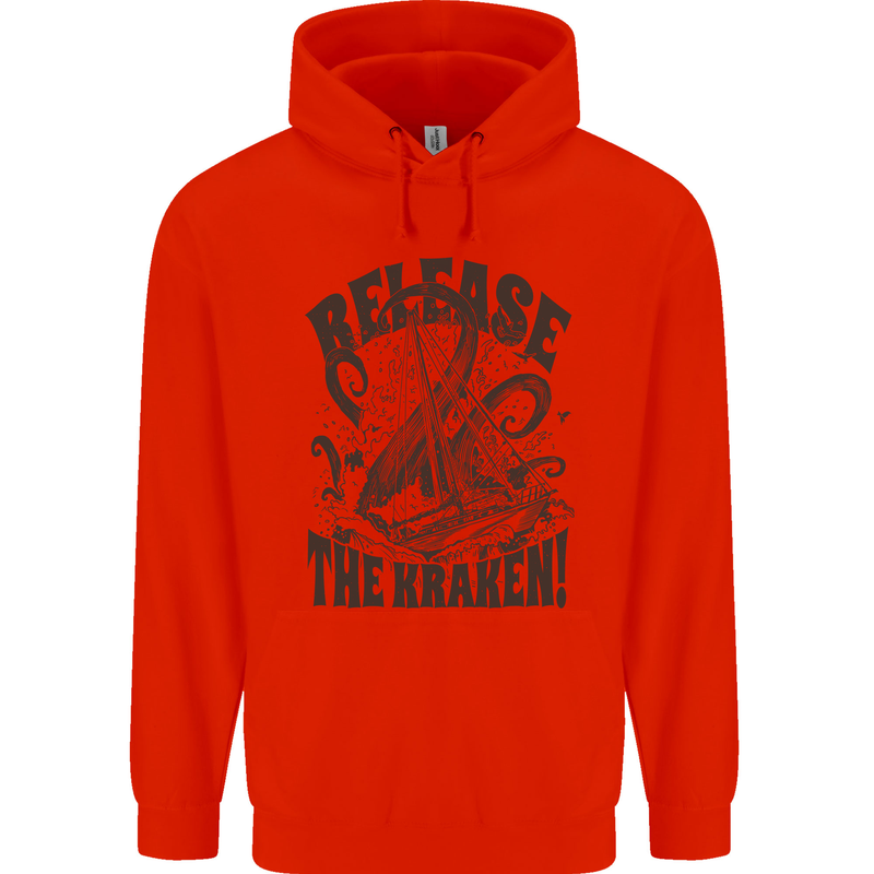 Release the Kraken Cthulhu Sea Creature Mens 80% Cotton Hoodie Bright Red
