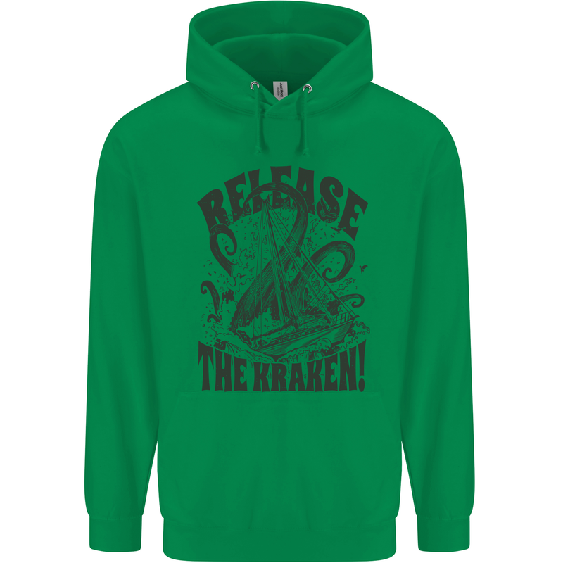 Release the Kraken Cthulhu Sea Creature Mens 80% Cotton Hoodie Irish Green
