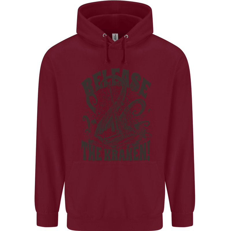 Release the Kraken Cthulhu Sea Creature Mens 80% Cotton Hoodie Maroon