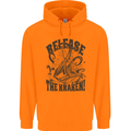 Release the Kraken Cthulhu Sea Creature Mens 80% Cotton Hoodie Orange
