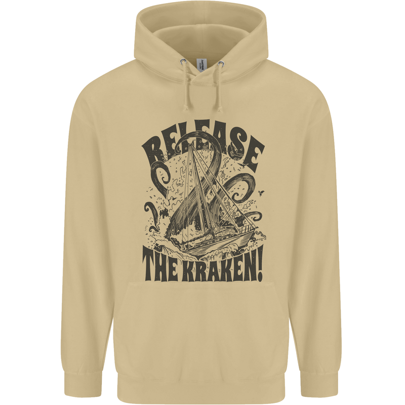 Release the Kraken Cthulhu Sea Creature Mens 80% Cotton Hoodie Sand