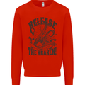 Release the Kraken Cthulhu Sea Creature Mens Sweatshirt Jumper Bright Red